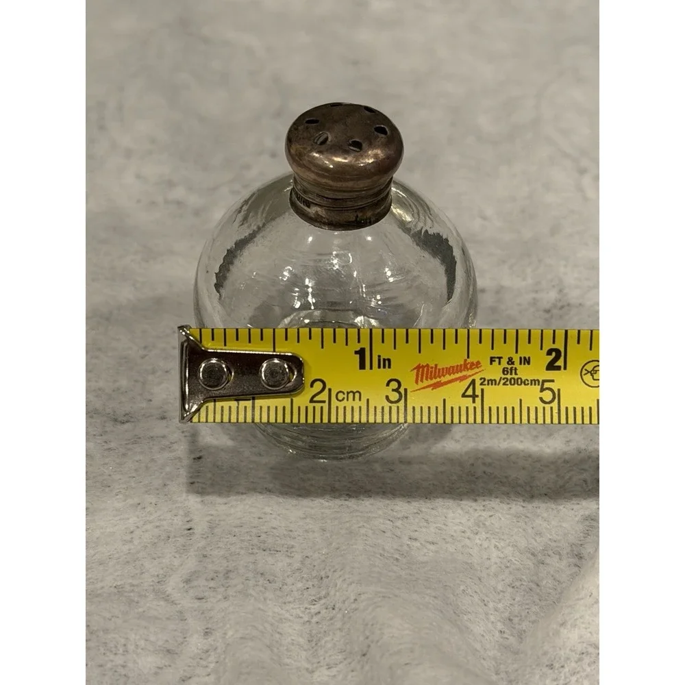 Vintage Glass Salt & Pepper Shaker Set Pair Onion Bulb With Metal Screw On Top